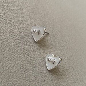 Heart Shaped Silver Stud Earrings